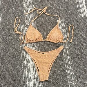 NWOT Women’s Brown Metallic Bikini Set. Small